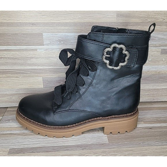 Sam & Libby Samantha Embellished Combat Boots Chunky Goth Y2K Women's Size 11 - Picture 7 of 14